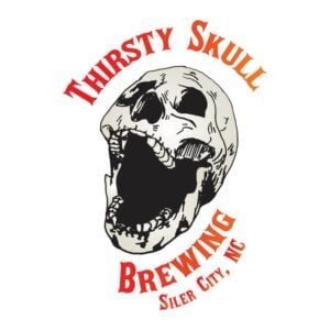 Logo for Thirsty Skull Brewing - Siler City. Red, black, and grey skull on a white background, red text reads "Thirsty Skull Brewing - Siler City, NC".