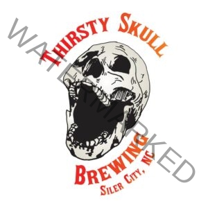 Logo for Thirsty Skull Brewing - Siler City. Red, black, and grey skull on a white background, red text reads "Thirsty Skull Brewing - Siler City, NC".