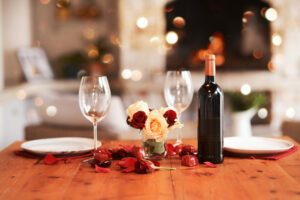 Cropped shot of a romantic dinner setting